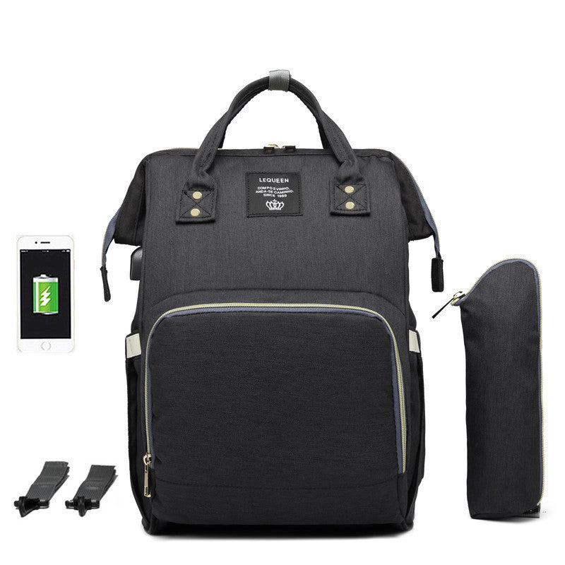 LEQUEEN Large Capacity Mommy Bag W/ Built in Charging Port