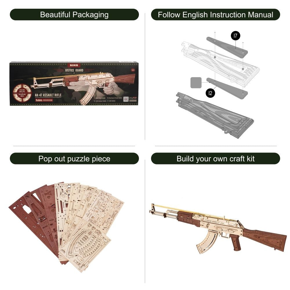 AK-47 Wooden Puzzle Gun Gift for Boys