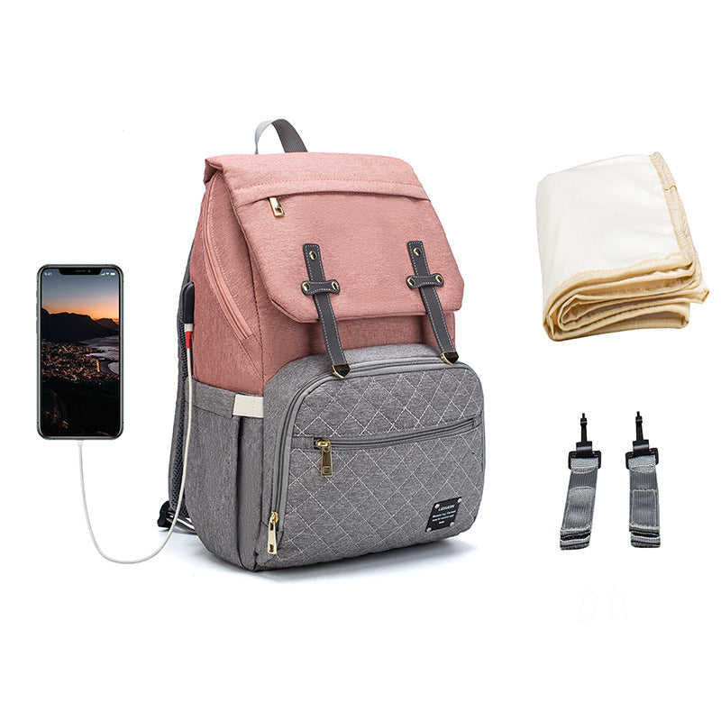 LEQUEEN Large Capacity Mommy Bag W/ Built in Charging Port