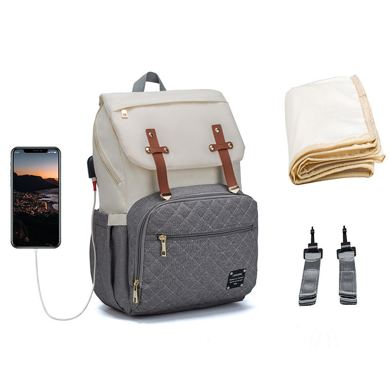 LEQUEEN Large Capacity Mommy Bag W/ Built in Charging Port