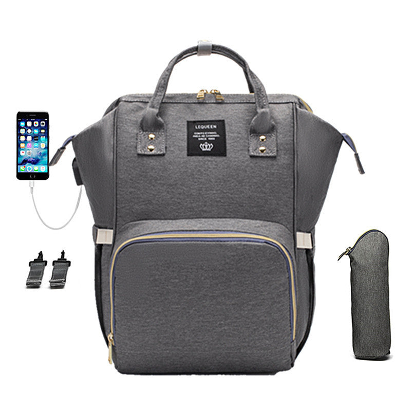 LEQUEEN Large Capacity Mommy Bag W/ Built in Charging Port