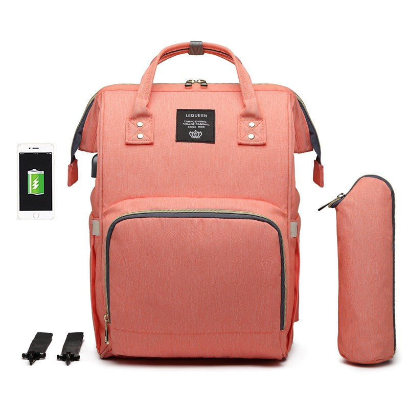LEQUEEN Large Capacity Mommy Bag W/ Built in Charging Port