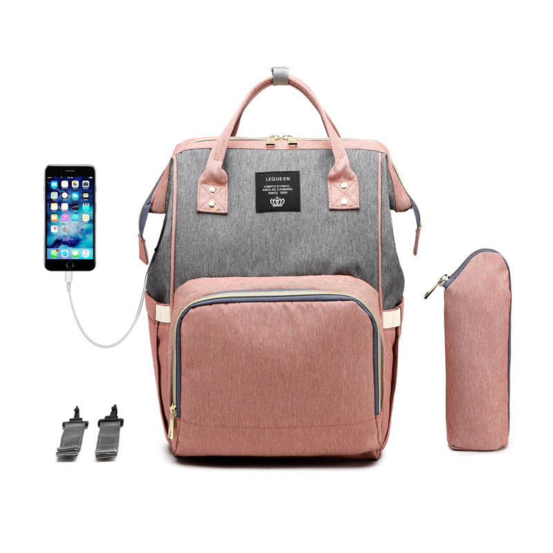 LEQUEEN Large Capacity Mommy Bag W/ Built in Charging Port